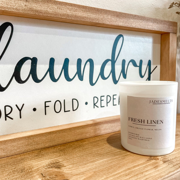 'Fresh Linen' 20cl Wood Wick Candle